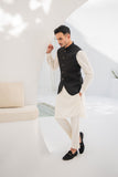 Shahjahan - Wash & Wear - Black on Off White - 3 Piece
