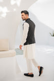 Shahjahan - Wash & Wear - Black on Off White - 3 Piece