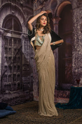 Maheen Khan - JERSEY GLITTER SARI - Rose Gold - Jersey Glitter Net - 1 Piece