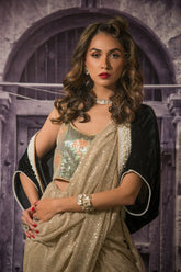 Maheen Khan - GARBO CAPE JACKET - Black - Velvet Silk - 1 Piece