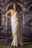 Maheen Khan - PEARL DOVE SARI - White - Blended Silk - 1 Piece