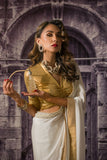 Maheen Khan - DRAWSTRING V NECK BLOUSE - Gold - Jersey - 1 Piece