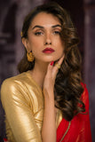 Maheen Khan - DRAWSTRING V NECK BLOUSE - Gold - Jersey - 1 Piece