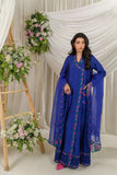 Alishba Kashif - Meherbano - Cobalt - Tusser Silk - 3 Piece