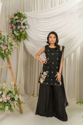 Alishba Kashif - Ebon - Black - Khaadi Net & Silk - 3 Piece
