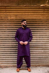 AlifYay Purple Kameez Shalwar 2 piece AY-008-cotton