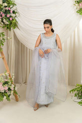 Alishba Kashif - Nureh - Powder Blue - Tusser Silk - 3 Piece