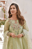 Omal by Komal - REEM (Frock & Dupatta) - Mint - Maysuri & Net - 2 Piece