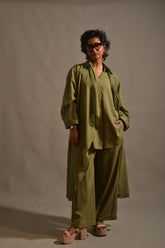 Gulabo - OLIVE DUSTER COAT - Swiss Lawn - Olive Green - 1 Piece