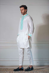 Yasmin Zaman - Cotton Kurta With Trouser For Men - Ivory - 2 Piece