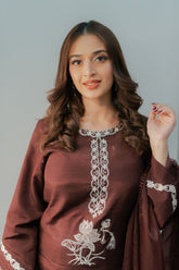 Fozia Khalid - DUSK Brown - Silk & Organza - 3 Piece