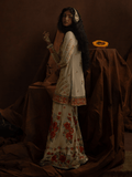 Sanam Chaudhri Roshanak Gharara Ivory / Cream 3 Piece