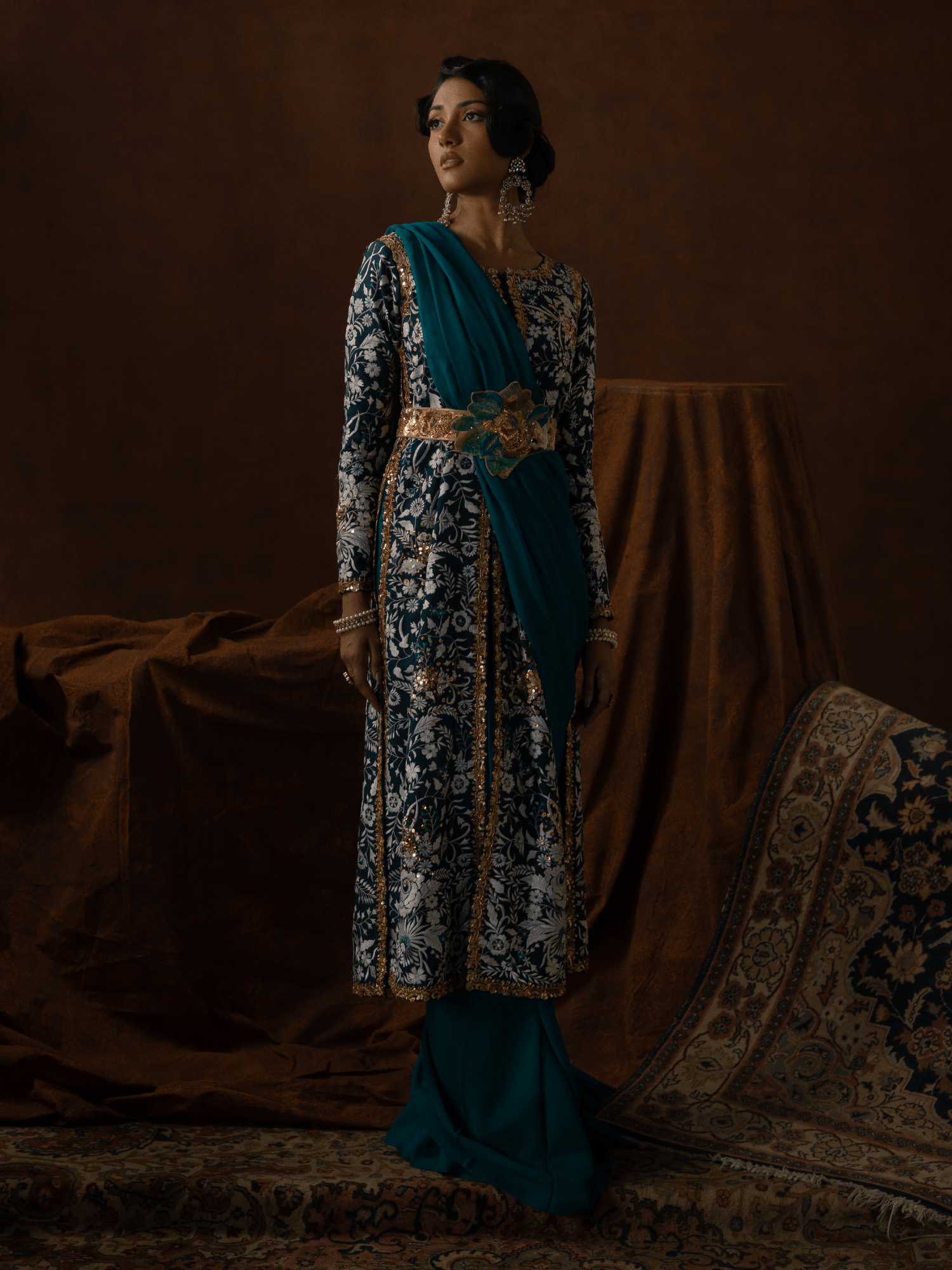 Sanam Chaudhri Lilya Saree Green 1 Piece