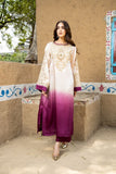 Laleen - Desert Bloom Shamooz Silk Suit For Women - Beige/Purple - 2 Piece