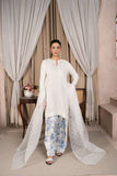 Reema Ahsan - Dira - Viscose & Organza - White & Blue - 3 Piece