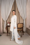 Reema Ahsan - Dira - Viscose & Organza - White & Blue - 3 Piece
