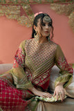 Fozia Khalid - Doli - Organza - Shocking pink & mehndi green - 4 Piece