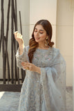Laleen - Dove Grey Jewel Organza Suit For Women - Grey - 3 Piece