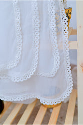 Mom4Little - White Dupatta styled with lace MFL-D01 - 1 Piece