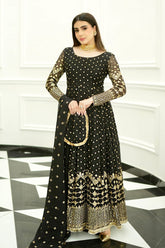 Allure by IH - SAFA - Black - Chiffon & Katan - 4 Piece