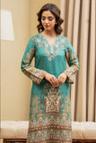 Shamaeel - ECK-27 - Teal Blue - Khaddi Silk - 2 Piece