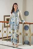 Shamaeel - ECK-28 - Ivory with Bold Blue Khaddi Silk - 2 Piece