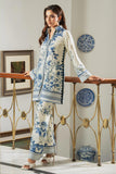 Shamaeel - ECK-28 - Ivory with Bold Blue Khaddi Silk - 2 Piece