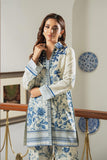 Shamaeel - ECK-28 - Ivory with Bold Blue Khaddi Silk - 2 Piece
