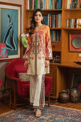 Shamaeel - ECK-29 - Orange - Khaddi Silk - 2 Piece