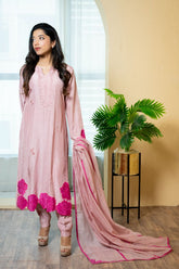 Urooj Atelier - EE-018-25 - Blush pink - Korean Raw Silk - 3 Piece