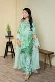 Urooj Atelier - EE-021-25 - forest green - Irish & cotton Net - 3 Piece