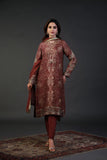 Shamaeel - EE-07 - Red - Raw Silk & Khaddi Silk - 3 Piece