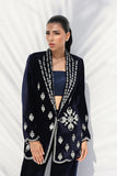 Sania Maskatiya - Eden Charmeuse,Velvet Suit For Women - Midnight Blue 3 Piece