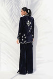 Sania Maskatiya - Eden Charmeuse,Velvet Suit For Women - Midnight Blue 3 Piece