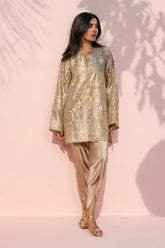 Sania Maskatiya - Ellis Tissue & Charmuese Suit For Women - Rose Gold - 2 Piece