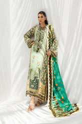 Sania Maskatiya - Elna (B) - Cotton Net / Crepe / Raw Silk / Medium Silk - Celadon - 3 Piece