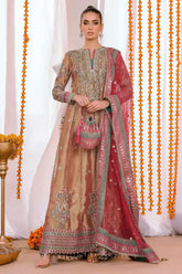 Reema Ahsan - Elyana - Tissue, Net & Jamawar - Rust - 3 Piece