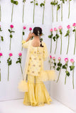 Mia & Mila - Emira Bows Gharara - Sunny Lemon - Raw Silk - 4 Piece