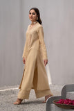 Fozia Khalid - Korean Silk Beige Angrakha with Culottes - 2 Piece - Studio by TCS