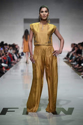 Yasmin Zaman - Mustard Crop Top With Flowy Trouser