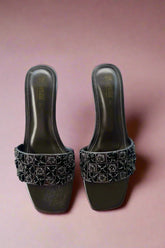MILLI SHOES - Fancy Block Heels - Grey - Block Heel