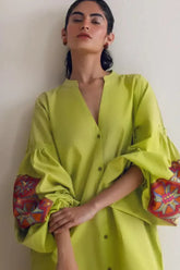 Sanam Chaudhri - Ferie - Lime Green - Cotton - 1 Piece