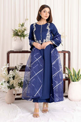 Allure by IH - DREAM - Navy Blue - Raw Silk - 3 Piece