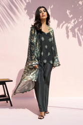 Sania Maskatiya - Fiona Crepe & Raw Silk Suit For Women - Ebony - 3 Piece
