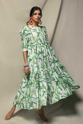 Minutiae - Flare - Pure Cotton Slub - White/Green - 1 Piece