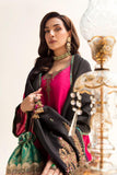 Nilofer Shahid - Raw Silk Kurta & Crushed Silk Shalwar with Fuchsia Black Raw Silk Shawl - 3 Piece - Studio by TCS