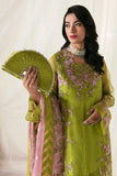 Nilofer Shahid - Chartreuse Green Organza Embroidered Shirt and Embroidered Net Pants with Tri-color Organza Dupatta - 3 Piece - Studio by TCS