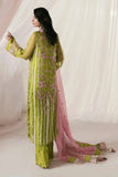 Nilofer Shahid - Chartreuse Green Organza Embroidered Shirt and Embroidered Net Pants with Tri-color Organza Dupatta - 3 Piece - Studio by TCS