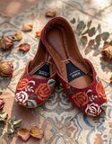 Hemo Handicraft - Floral Bliss Khussa For Women - Red