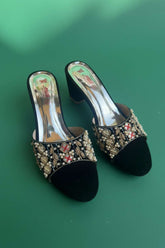 Milli Shoes - Formal Embroidered Block Heels For Women - Black